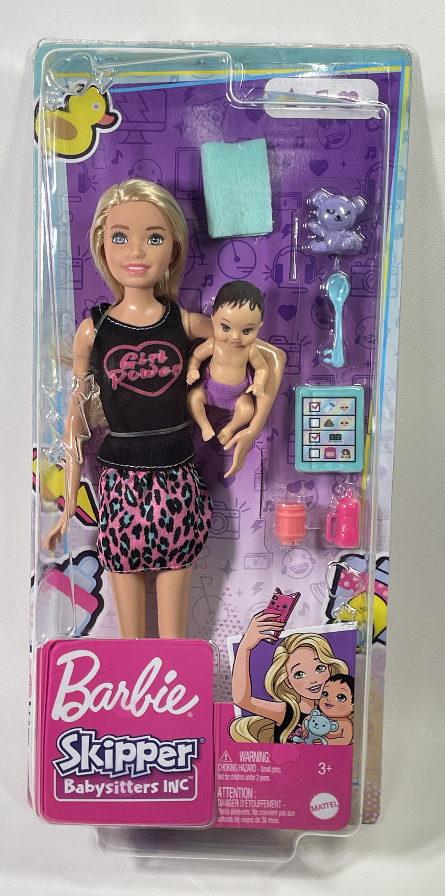 Barbie Skipper Babysitters Inc Set with Blonde Doll in 'Girl Power' Top & Baby Doll