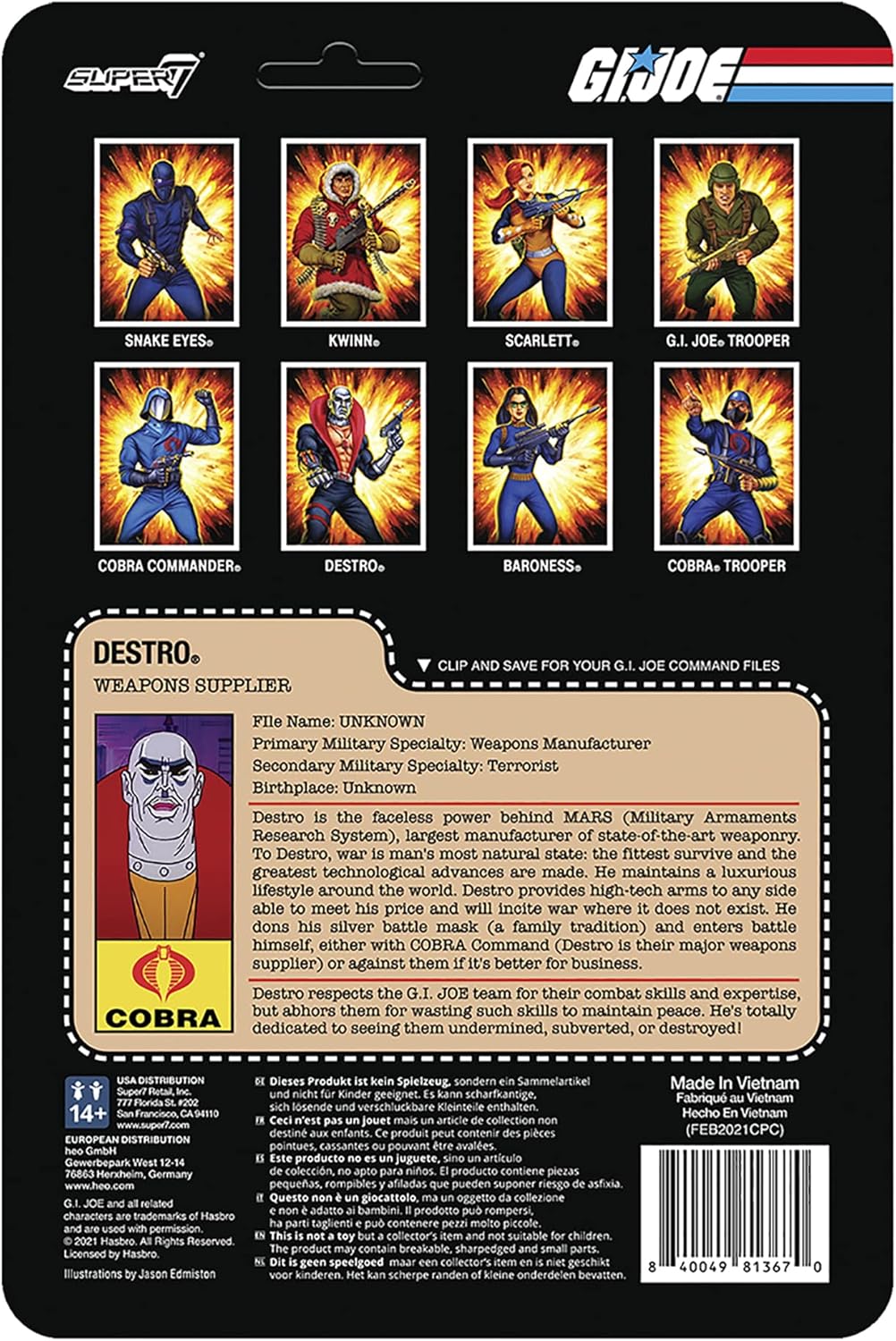 Super7 G.I. Joe Destro 3.75 in Reaction Figure