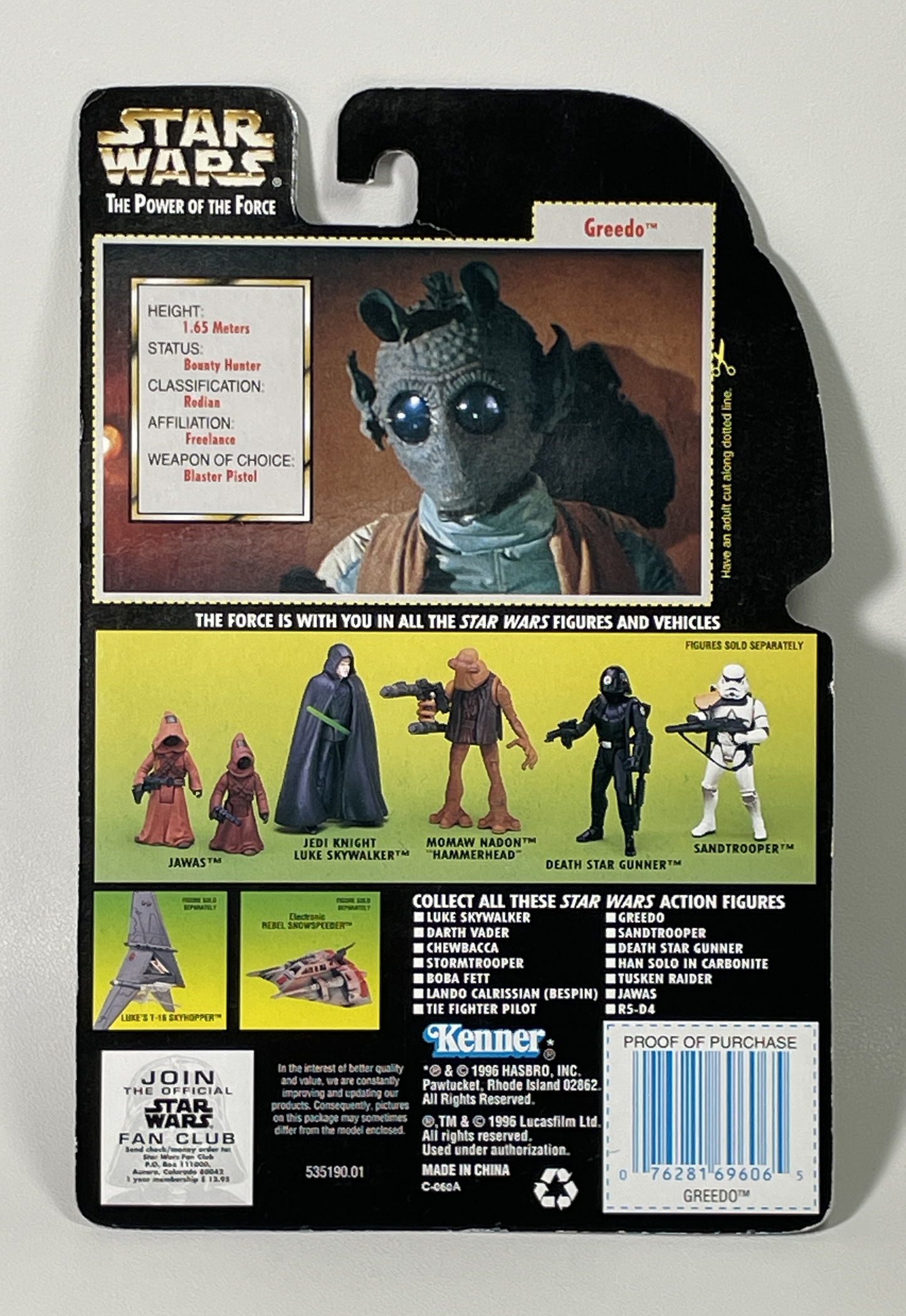 Star Wars The Power of The Force Greedo with Blaster Pistol and Rifle