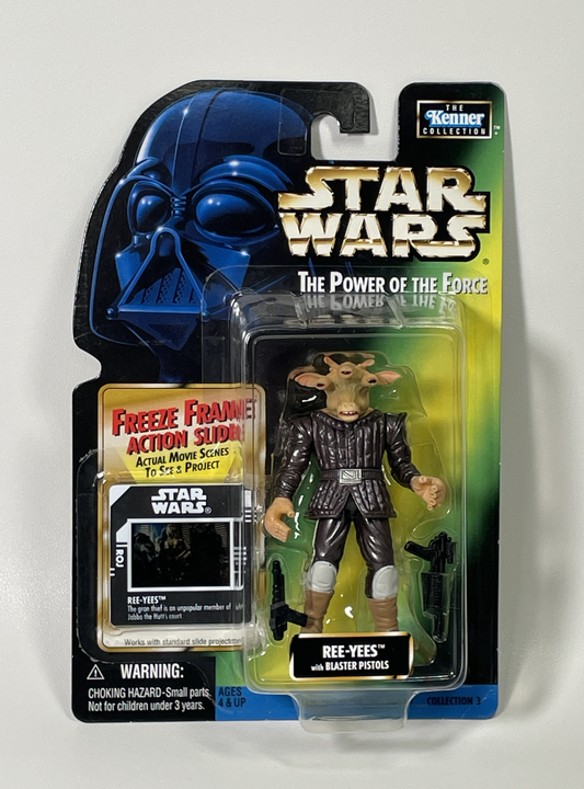 Star Wars action figure in packaging with helmet and warning label.