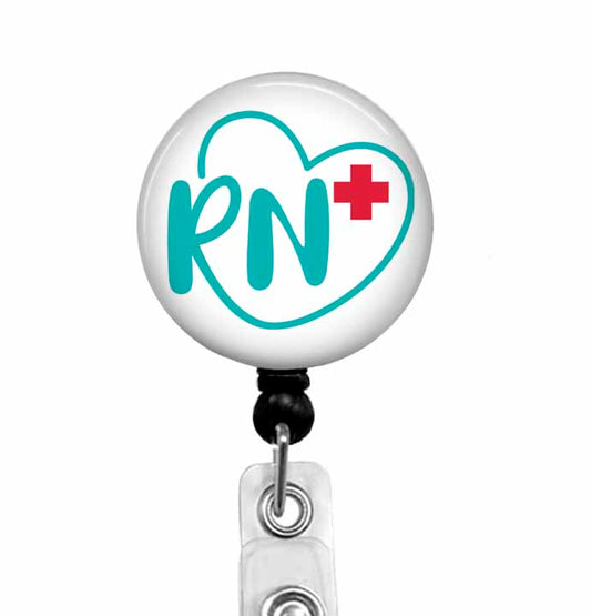 RN with a heart badge reel