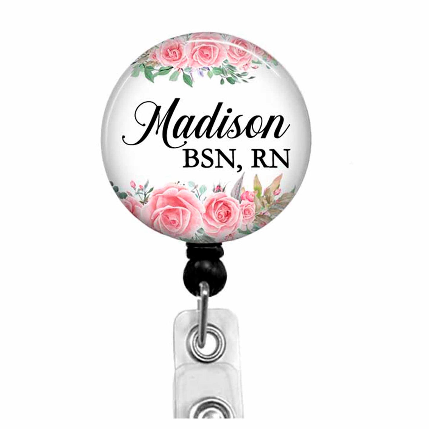 Pink Floral Nursing Badge Reel
