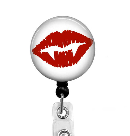 Red Vampire Lips Retractable Badge Reel – Halloween ID Holder