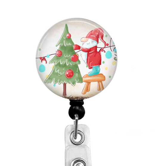 Christmas Tree Gnome Badge Reel - Carabiner - Lanyard - Stethoscope Tag
