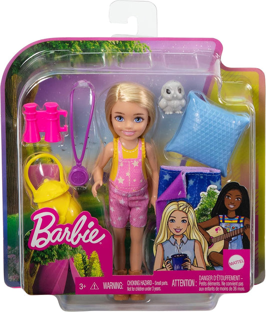 Barbie Chelsea Doll, It Takes Two Camping Playset with Owl, Sleeping Bag & Accessories