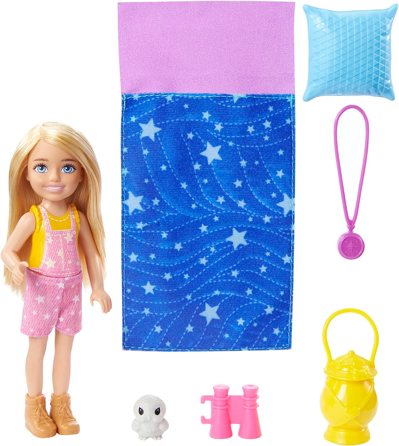 Barbie Chelsea Doll, It Takes Two Camping Playset with Owl, Sleeping Bag & Accessories