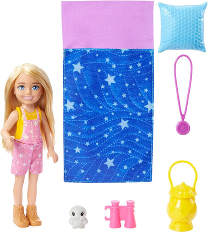 Barbie Chelsea Doll, It Takes Two Camping Playset with Owl, Sleeping Bag & Accessories