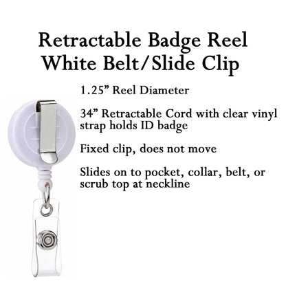 Beach Badge Reel - Summer & Tropical Design, Retractable ID Holder, Stethoscope Tag with Carabiner for Healthcare
